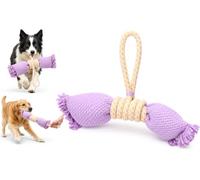 Flamingo Giochi per cani - Corda da tiro Joanie Twist con fiocco viola/giallo - Poliestere - Per tirare e masticare - 48 x 35,5 x 9,5 cm