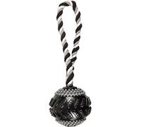 flamingo giochi per cani indistruttibile - Gladiator Corda con Palla Nero - 28 × 8,5 × 8,5 cm - gomma extra resistente - gioco da tiro