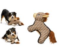 Flamingo Giochi per cani - Kardi cavallo marrone - Peluche a doppio strato - Velluto a coste - Squeaker - 13 x 24 x 20 cm