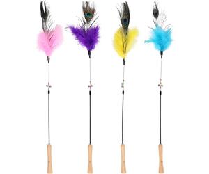 Flamingo giochi per gatti - canna da gioco per gatti Faye 54cm, con campanellino, perline e piume - Nessuna scelta di colore possibile