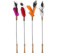 Flamingo giochi per gatti - canna da gioco per gatti Lindy 45cm, manico in legno, con matatabi, campanellino e piume - Nessuna scelta di colore possibile