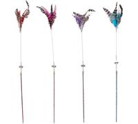 Flamingo giochi per gatti - canna da gioco per gatti Sjakie 45cm, finitura glitter, campanellino, perline e piume - Nessuna scelta di colore possibile