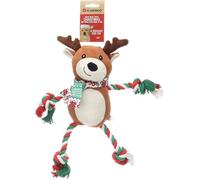 Flamingo Giochi per Gatti - di Natale - Vicente Renna Marrone - 35 cm - Peluche con Corda in Cotone e Squeaker - Giocattolo Natalizio
