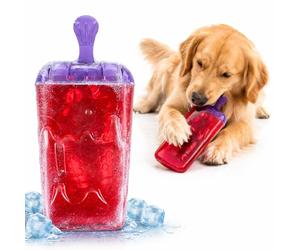 Flamingo Giochi per Gatti - ghiacciolo Wael Rosso - 15,5 cm - TPR Resistente - riempibile con Acqua e congelabile - Effetto rinfrescante con Suono