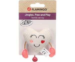 Flamingo giochi per gatti - Lovu - Cuore - beige - con campanellino - con catnip - gioco romantico e morbido