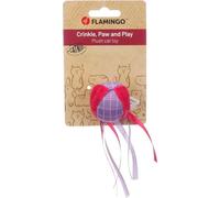 Flamingo giochi per gatti - palla Prali viola - con erba gatta e nastri - gioco interattivo per gatti - 13x4,5x4,5cm
