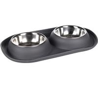 Flamingo Grafa Duo Dog Bowl - 2 x 220 ml - Stainless Steel - Non-Slip - Removable Dishwasher-Safe Bowls - 11 cm x 3 cm x 8 cm