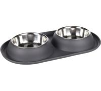 Flamingo Grafa Duo Dog Bowl - 2 x 500 ml - Stainless Steel - Non-Slip - Removable Dishwasher-Safe Bowls - 14 cm x 4 cm x 11 cm