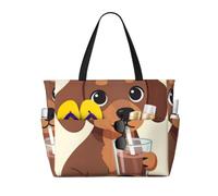Flamingo Grande Beach Tote Bag Donne Impermeabile Sandproof Zipper Beach Tote Bag Per Piscina Palestra Drogheria Viaggi Con Bagnato