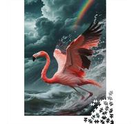 Flamingo Jigsaw Puzzle Impossibili 1000 Pezzi Tempesta Arcobaleno Decorazione Per La Casa. Giochi Rilassamento E Intelligence Per Adulti E Bambini Da 12 Anni 1000pcs (75x50cm)