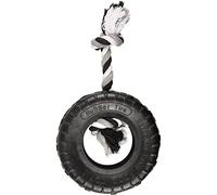 Flamingo - jouet Caoutchouc Gladiator pneu et Corde 20 cm Noir pour Chien - FL-518080