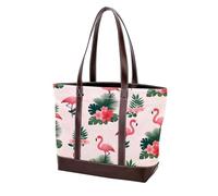 Flamingo Leaves-777 - Borsa a tracolla da donna, in morbida pelle lavata e borse resistenti, multicolore, 33,8 x 12 x 31 cm