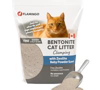 Flamingo Lettiera per gatti - lettiera agglomerante - Profumo di talco - 12L (12KG) per 10 settimane - Origine Canada - Zeolite blu - Ideale per 1 o più gatti