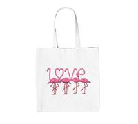 Flamingo Love Borsa Shopping In Tela Color Rosa Stampata In Coppia Unisex