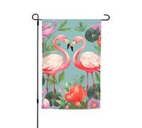 Flamingo Love Flowers Bandiera da giardino 30,5 x 45,7 cm a doppia faccia primavera estate bandiera decorativa da cortile piccola bandiera stagionale vacanza decorazione esterna