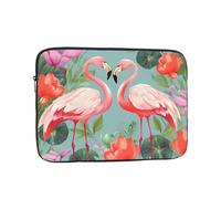 Flamingo Love Flowers Borsa per laptop da 15 pollici, impermeabile, antiurto, borsa per computer portatile, borsa leggera per tablet