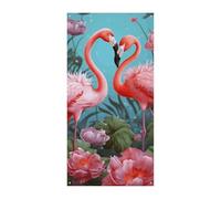 Flamingo Love Flowers Copertura per porta Banner Decorazione per feste Forniture Portico Appeso Banner Personalizzazione Banner per feste per vacanze Compleanno Giardino Prato