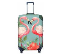 Flamingo Love Flowers Stampa Copribagaglio Copribagaglio da viaggio Protettore elastico lavabile per valigia Coprivaligia antigraffio e sporco Coprivaligia antipolvere Adatto per bagagli da 18-32 po