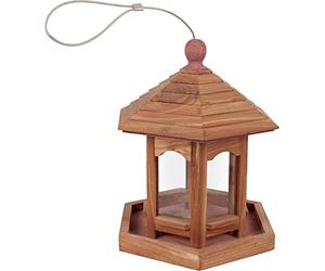 Flamingo Mangiatoia per Uccelli - Casa in Legno - Tica Naturale - 23 cm - Cedro e plexiglass - Facile da riempire