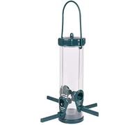 Flamingo Mangiatoia per Uccelli - Distributore di Semi - Survival Verde Trasparente - 34,6 cm - Plastica - 4 posatoi