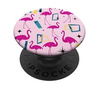 Flamingo Midcentury Mid Century Retro Geometric Modern PopSockets PopGrip Adesivo
