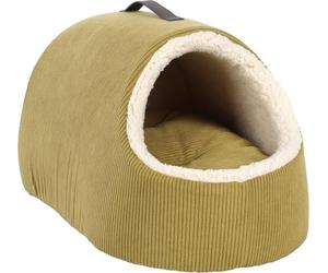 Flamingo Mila Cat Sleeping Area - 35 x 52 x 30 cm - Non-Slip Base - Removable Cushion is Double Sided - with Artificial Leather Handle - Green