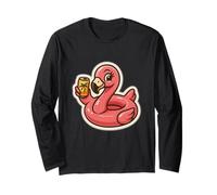 Flamingo mit Drink Maglia a Manica