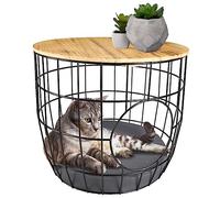 FLAMINGO Pet Products - Cestino ø 50 x H 40 cm, in Rete Metallica, Nero, per Gatti