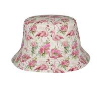 Flamingo Pink Roses Leaves Uomo Donna Cappello da Sole Classico Cappello da Pescatore Protezione Solare Bucket Hat per Trekking Spiaggia Campeggio Caccia