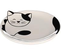 Flamingo Ravi Ceramic Cat Food Plate Round 80 ml Black And White 13.5 x 2 cm