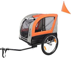 Flamingo Rimorchio per bicicletta Jolene grigio e arancione - 77,5 x 58 x 67 cm - con vasca in plastica, ruote larghe e 2 sospensioni regolabili - 2 attacchi per bicicletta e sistema di fissaggio con