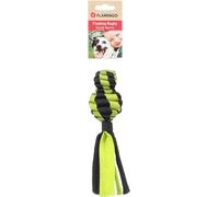 Flamingo Rofas Rugby Woven Dog Toy with Ball S Green/Black - 21 x 5.5 x 5.5 cm - Floating And with Crunch Noise