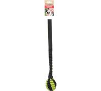 Flamingo Rofas Woven Pull Rope Dog Toy with Ball S Green/Black - 46 x 7 x 7 cm - Floating And with Elastic Handle