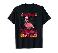 Flamingo Santa Hat Xmas Lights - Flamingo Lover Christmas Maglietta