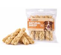 Flamingo Snack per Cani - Bastoncini per Cani - Nature - Pelle di Pecora Intrecciata Sottile - 100 gr - Senza glutine - Senza zuccheri aggiunti - Senza coloranti né conservanti - Prodotto in Europa