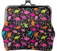 Flamingo Summer Colorful Tropical Birds Portamonete in pelle da donna, piccolo portamonete con chiusura a chiusura Kiss-Lock Portafoglio con fibbia per regalo ragazza