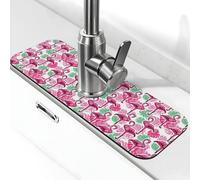Flamingo - Tappetino per rubinetto da cucina AA assorbente ad asciugatura rapida, tappetino di scarico intorno al rubinetto per lavello della cucina, tappetino per lavello da bagno