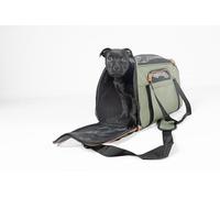 Flamingo Trasportino per Cani - Gatti - Gisel - Borsa in Poliestere Verde con più Tasche, Fondo Estraibile, Tracolla Regolabile e Strisce Riflettenti