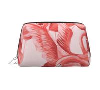 Flamingo1 - Trousse per cosmetici in pelle con stampa, borsa per il trucco per borsetta con chiusura superiore con cerniera, elegante borsa da toilette, Argento, taglia unica