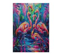 Flamingos And Flowers Puzzle 500 Pezzi Giochi Da Tavolo Per Serate Vibrant Flamingos Divertimento in Gruppo Rilassamento E Convivialità Regalo Per Amici 500 PCS