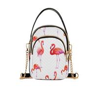Flamingos Poses White Pink Borsa a tracolla da donna con catena floreale portafoglio cellulare borsa trapuntata cerniera Lady Bowler Satchel