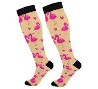 Flamingos Romantic Calze Da Compressione 50Cm Donne Calze A Compressione Graduata Compression Socks Per Giri In Bici Infermiera Escursioni Supporto