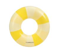 Flamingueo Gonfiabile Gigante - Per Spiaggia e Piscina - Forma Ciambella - Design Bicolore - PVC Resistente - Doppia Valvola - Giallo