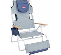 Flamingueo Sdraio da Spiaggia, Foro Imbottito Testa e Braccia, Reclinabile 5 Posizioni, Poggiapiedi e Braccioli Comfort, Maniglie Zaino Facile Trasporto, 60 x 67 x 96 cm