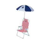 Flamingueo Sedia da Spiaggia Leggera - Pieghevole - Per Bambini - Con Ombrellone UPF 50+ - Tessuto in Poliestere e Acciaio - Sistema Anti-Chiusura - Blu e Rosso