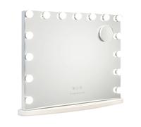 Flamingueo Specchio per il trucco con specchio luminoso Toeletta 15 lampadine Comò per il trucco con luce 3 modalità Specchio base ovale con porta USB leggera