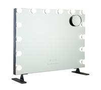Flamingueo Specchio Trucco con Luci - 14 LED - 3 Modi di Luce - Intensità Regolabile - Controllo Tattile - Presa USB - Specchio Ingranditore Incluso - Vanity Mirror - Nero - 58x15x51cm