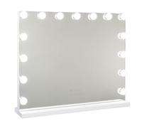 Flamingueo Specchio Trucco Con Luci, 15 LED, 3 Modi di Luce, Intensità Regolabile, Controllo Tattile, Presa USB, Accessorio Ingrandimento Incluso, Bianco, 58 x 46 x 12 cm
