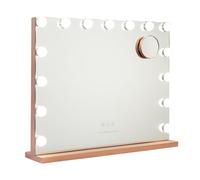 Flamingueo Specchio Trucco con Luci - 15 LED - 3 Modi di Luce - Intensità Regolabile - Controllo Tattile - Presa USB - Specchio Ingranditore Incluso - Vanity Mirror - Rose Gold - 58x12x48cm