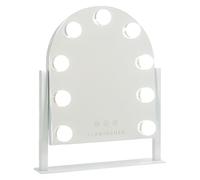 Flamingueo Specchio Trucco con Luci Curvo - 9 LED - 3 Modi di Luce - Intensità Regolabile - Controllo Tattile - Posizione Regolabile - Vanity Mirror - Bianco - 30,5x6x36cm